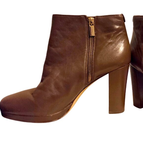 Michael Kors Ankle Boots. Women's Leather Boots, Designer Boots, Brown Boots - Picture 5 of 14